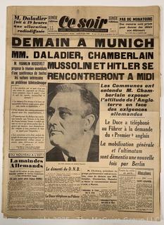 Three (3) Newspapers about President Roosevelt. One in French