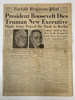 Three (3) Newspapers about President Roosevelt. One in French