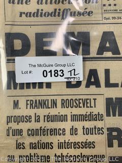 Three (3) Newspapers about President Roosevelt. One in French