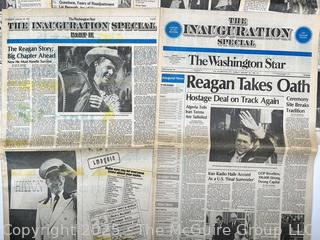 The Washington Star and The Fairfax Star Newspapers featuring Reagan’s Presidential Inauguration and more