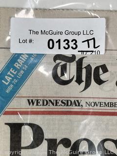 The Washington Times Newspaper reporting on President Clinton’s Electoral College Landslide in 1992