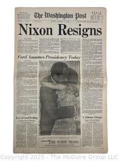 The Washington Post Newspaper Reporting on President Nixon’s Resignation in 1974