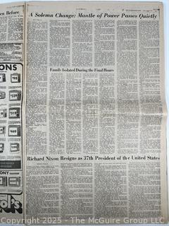 The Washington Post Newspaper Reporting on President Nixon’s Resignation in 1974