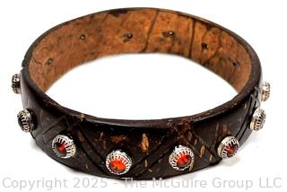 Leather with Inlaid Stone Bracelet