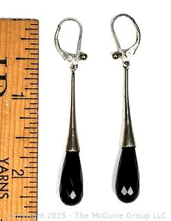 Pair of Faceted Black Onyx Drop Earrings 