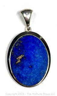 Oval Lapis Lazuli Set in Sterling Silver Pendant