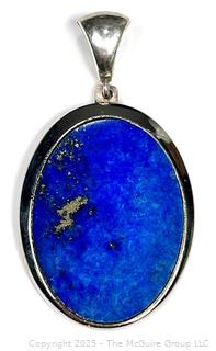 Oval Lapis Lazuli Set in Sterling Silver Pendant