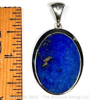 Oval Lapis Lazuli Set in Sterling Silver Pendant