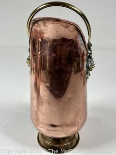 Copper Coal Scuttle with Brass Handle and Porcelain Handle