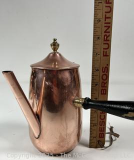 Copper Chocolate Pot with Wooden Handle