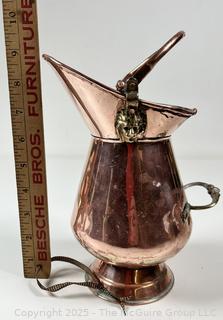 Copper and Brass French Coal Bucket with Lions Head Detail