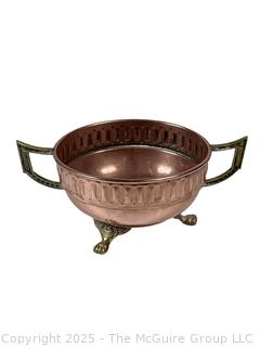 Copper and Brass Footed Serving Bowl