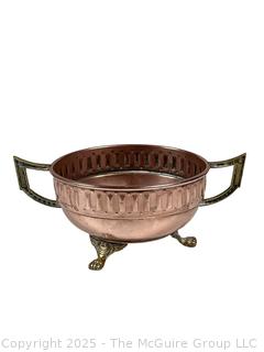 Copper and Brass Footed Serving Bowl