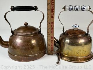 Two (2) Tea Kettles in Brass and Copper