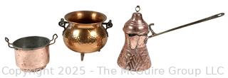 Three (3) Pieces of Hammered Copper Cookware