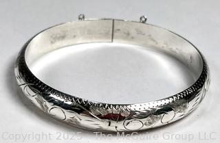 Sterling Silver Etched Bangle Bracelet. 12 grams