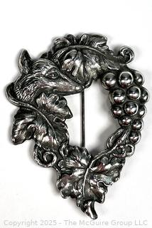 Sterling Silver Aesop's Fable The Fox And The Grapes Brooch