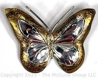 Sterling Silver Butter Fly Brooch Signed by Artisan Courtney Peterson