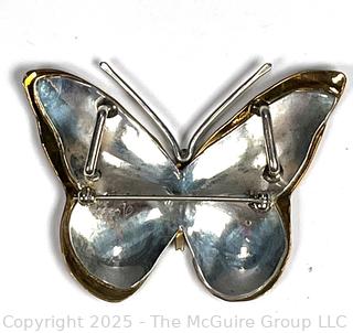 Sterling Silver Butter Fly Brooch Signed by Artisan Courtney Peterson