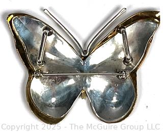 Sterling Silver Butter Fly Brooch Signed by Artisan Courtney Peterson