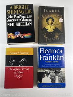 Four (4) Hard Cover Books with Dust Jackets Including "Daughter of Fortune" and First Edition of "A Bright Shining Lie"