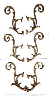 Set of Six (6) Brass Wall Hooks