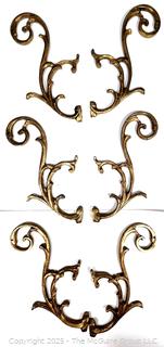 Set of Six (6) Brass Wall Hooks