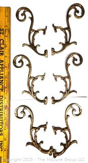 Set of Six (6) Brass Wall Hooks