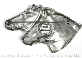  Elias American Sterling Pewter 1991 Horse Head Brooch. 