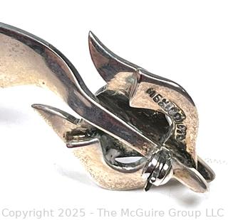 Mexican Sterling Silver Modernist Fox Brooch