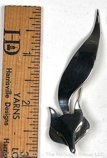 Mexican Sterling Silver Modernist Fox Brooch