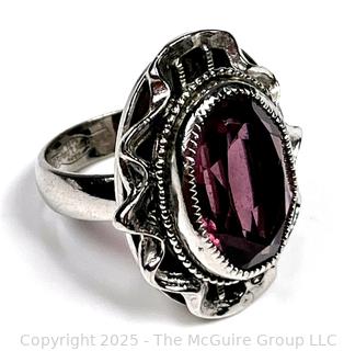 Whiting and Davis Amethyst Cocktail Ring