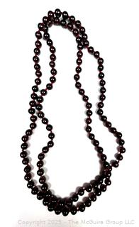 Opera Length Polished Garnet Bead Necklace