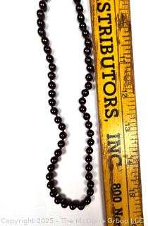 Opera Length Polished Garnet Bead Necklace