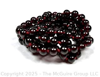 Opera Length Polished Garnet Bead Necklace