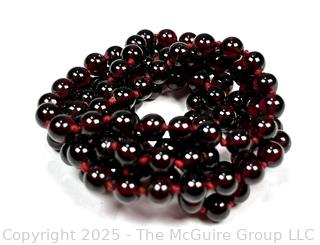 Opera Length Polished Garnet Bead Necklace