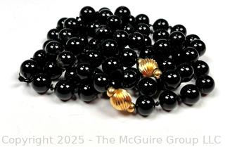 Polished Onyx Bead Necklace with Bead Accents