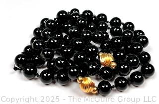 Polished Onyx Bead Necklace with Bead Accents