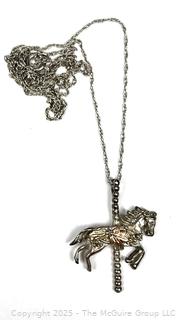 Sterling Silver Carousel Horse Pendant on Chain Necklace