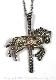 Sterling Silver Carousel Horse Pendant on Chain Necklace