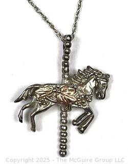 Sterling Silver Carousel Horse Pendant on Chain Necklace