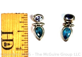 Sterling Silver with Inset Gem Stone Earrings