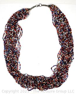 African Umgexo Style Multi Strand Seed Beads Necklace