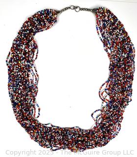 African Umgexo Style Multi Strand Seed Beads Necklace