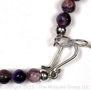 Rough Cut Amethyst Bead Necklace with Pendant. 