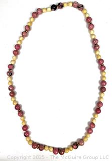 Pink Natural Rhodochrosite Polished Bead Necklace