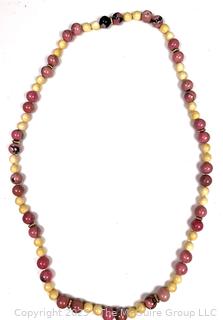 Pink Natural Rhodochrosite Polished Bead Necklace