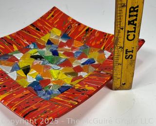 Fused Glass Decorative Square Plate. 9" square