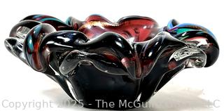 Hand Blown Murano Italy Purple Tutti Fruity Bowl 