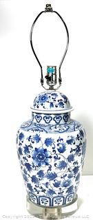 Blue and White China Chinoiserie Ginger Jar Lamp 